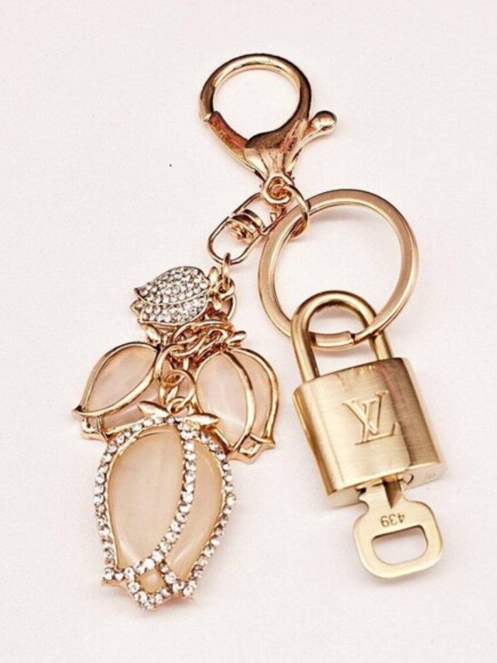 Louis Vuitton Gold Padlock 🔑 Authentic LV Unbranded Flower Keychain Bag Charm